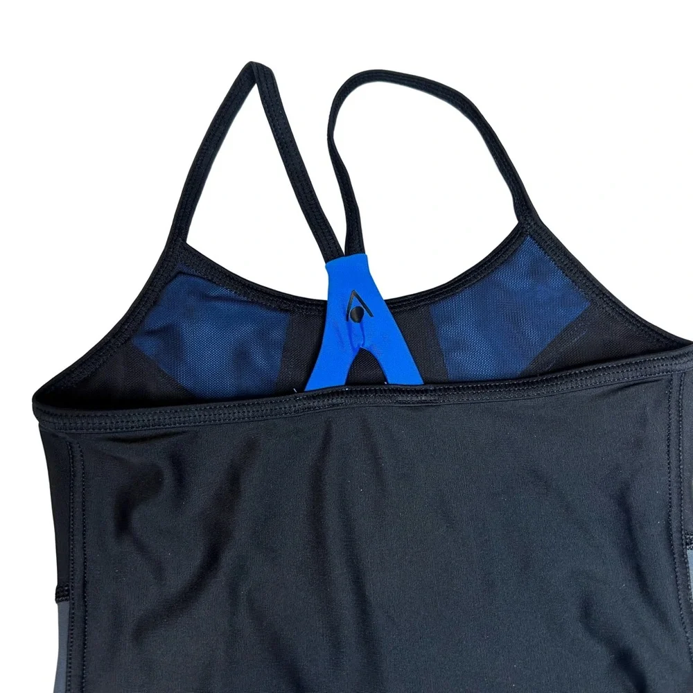 AQUA SPHERE Girl’s One Piece Swimsuit Black, Blue and Gray Size 5-7